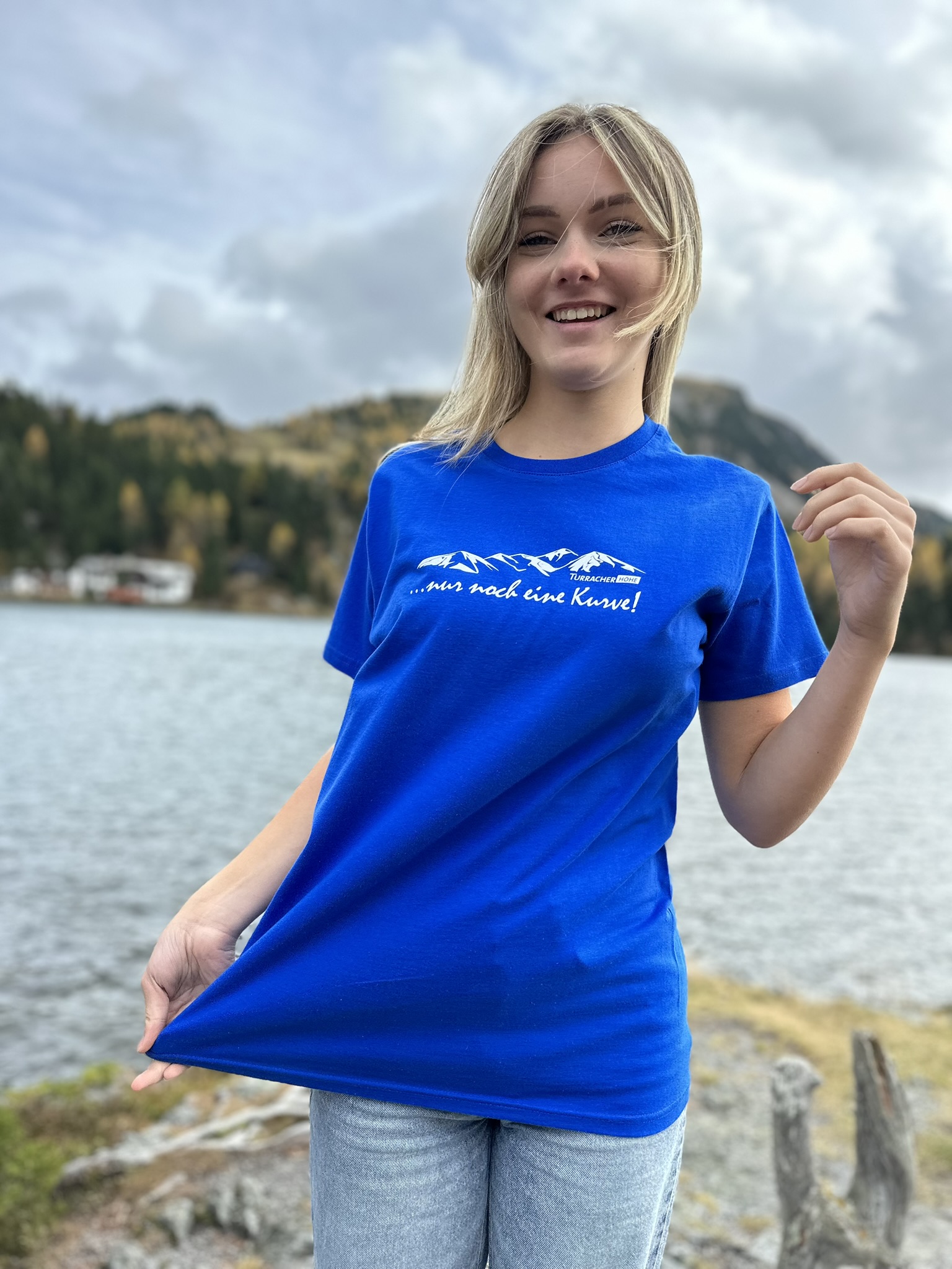 T-Shirt "...nur noch eine Kurve!" blau