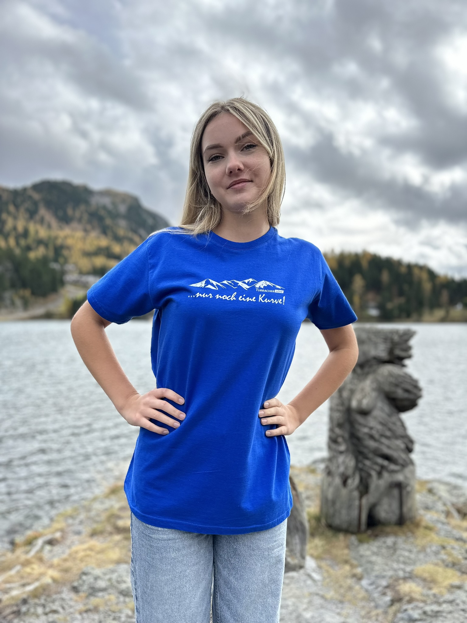 T-Shirt "...nur noch eine Kurve!" blau