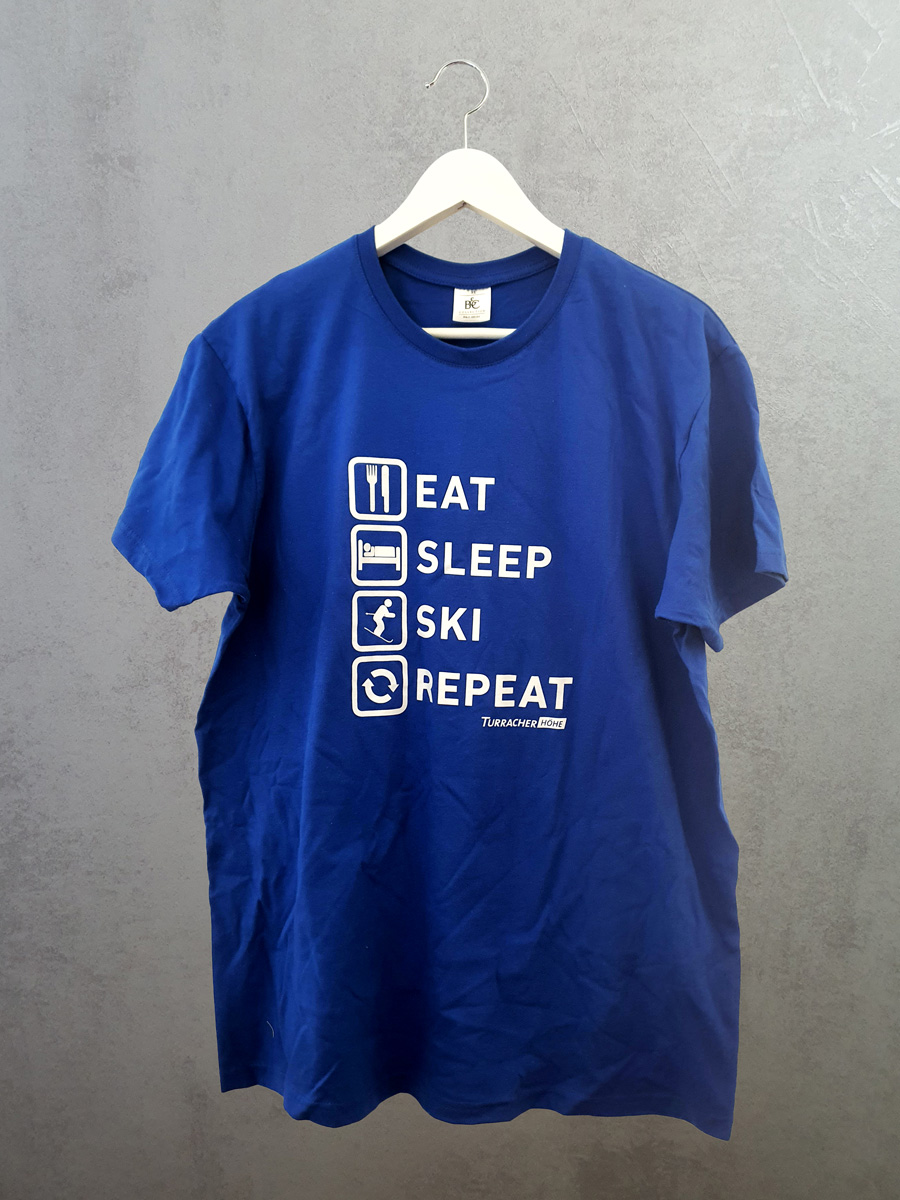 T-Shirt "Eat - Sleep - Ski - Repeat" blau T-Shirt "Eat - Sleep - Ski - Repeat" blau
